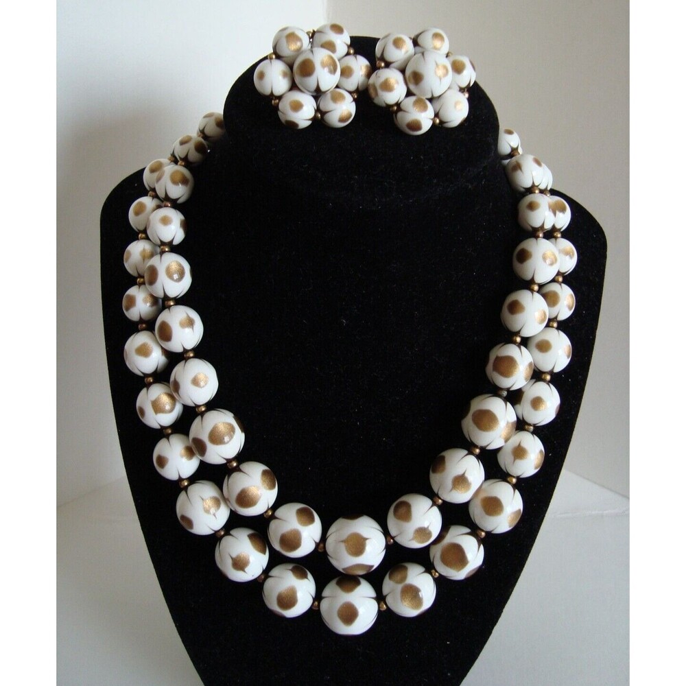 Trifari Necklace Earrings Set Lucite Starburst Windowpane Vintage 1960s